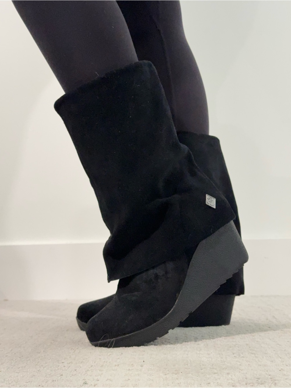 BearPaw Black Waverly Wedge Boot